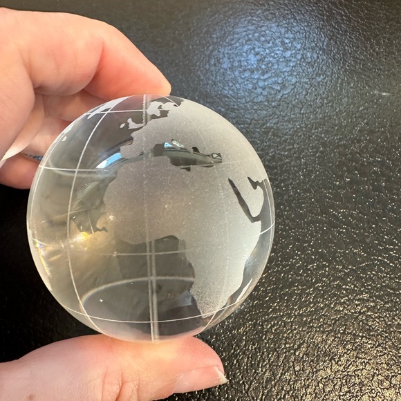 Glass Globe Paperweight Frosted Round World Globe  Desk Decor - Picture 3 of 6